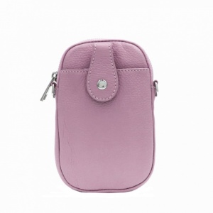 Leather Crossbody Phone Bag - Dusky Pink
